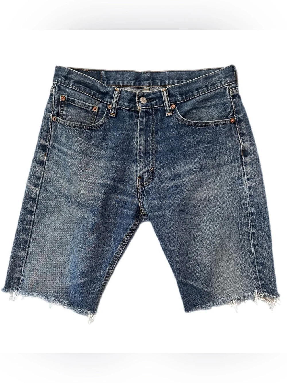 Levi’s 505 Cut-Off Jorts Men’s 33 Medium Wash Denim Shorts Frayed Hem
